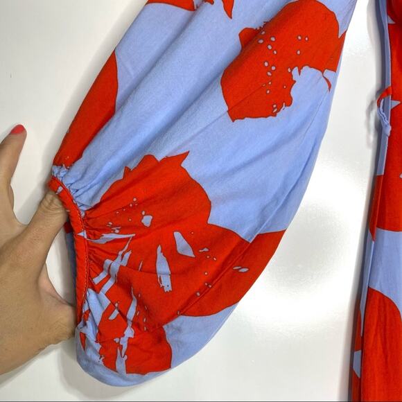 Bardot Pop of Color Camilla Off Shoulder Red Floral Mini Dress 4 - Picture 5 of 9